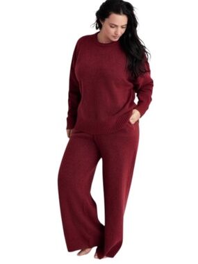 State of Day Women's Indulge & Rest Sweater Loungewear Set, Maraschino - NWT